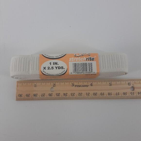 Stretchrite Non-roll Washable Polyester Elastic 1 in. x 2.5 Yds White wide - Picture 8 of 10